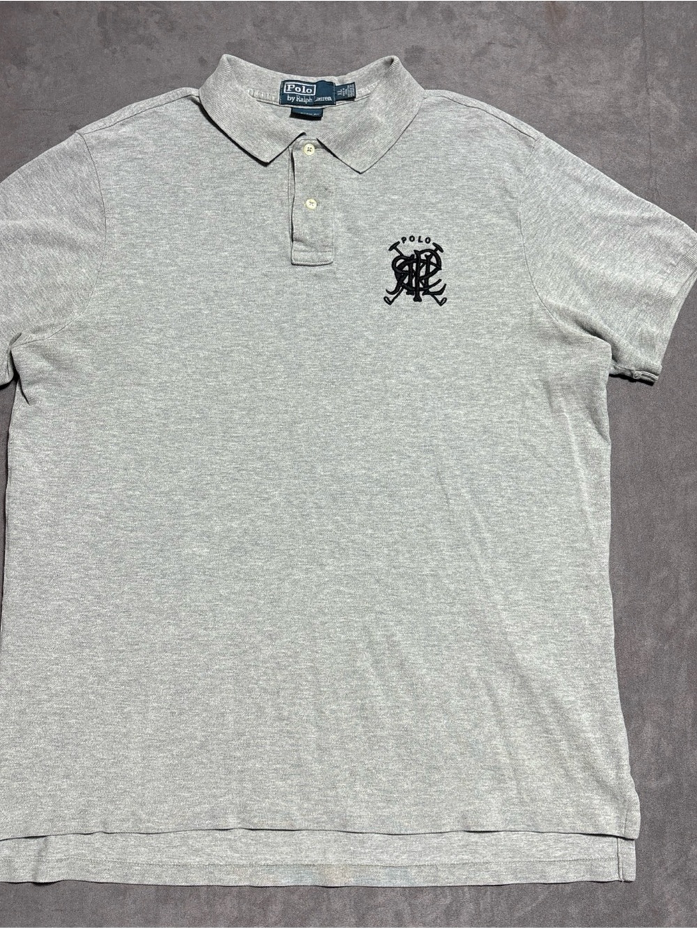 Polo Ralph Lauren Gray Short-Sleeve Polo with Embroidered Scribble Logo Crest